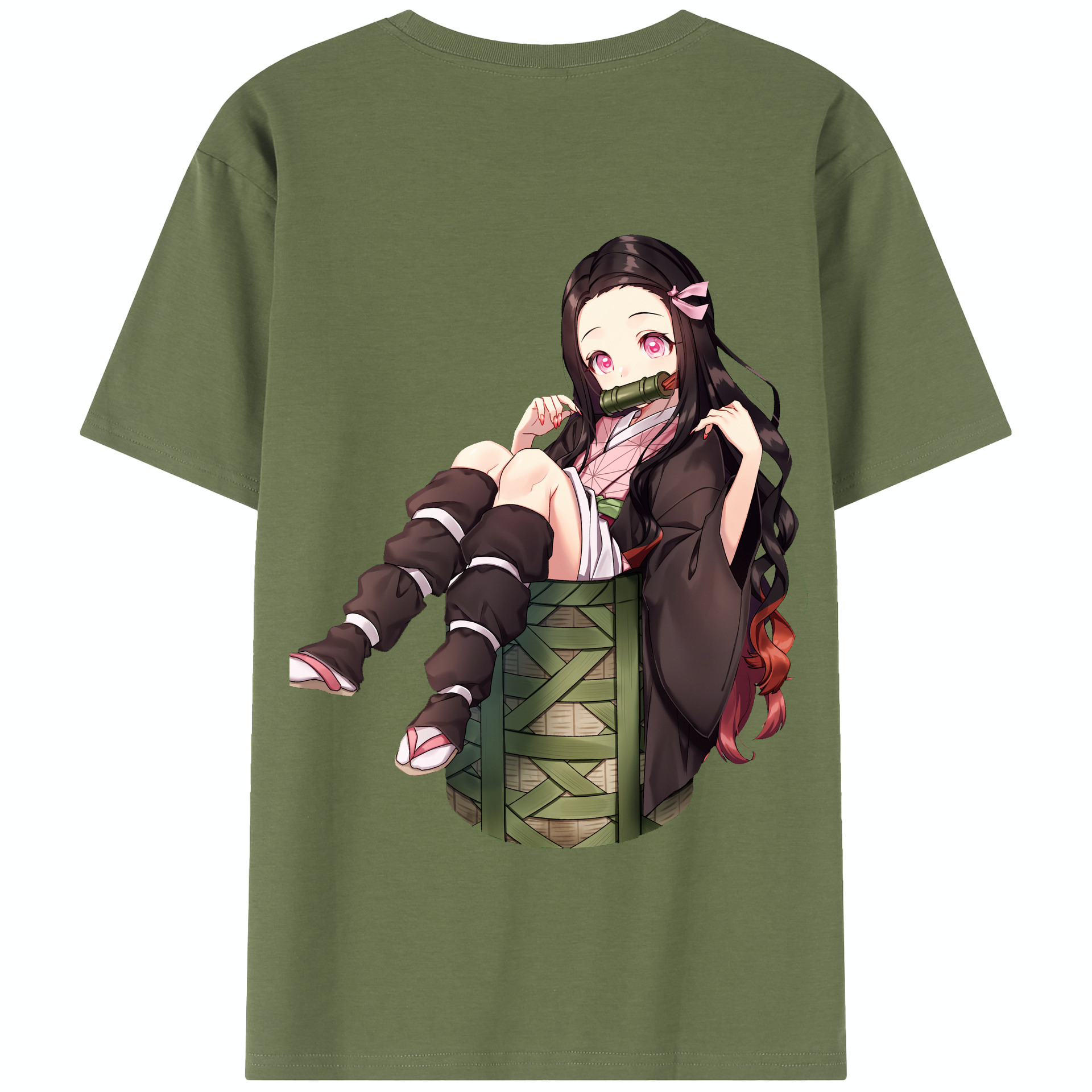 （画像用） 鬼滅の刃（きめつのやいば）竈門 禰󠄀豆子／かまど ねずこ Kamado Nezuko 綿100％半袖Tシャツ（背面プリント）
